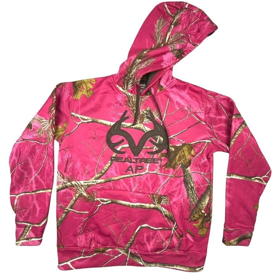 Realtree AP Pink Camo Hoodie Youth L/G 12-14 Polyester Blend Pullover