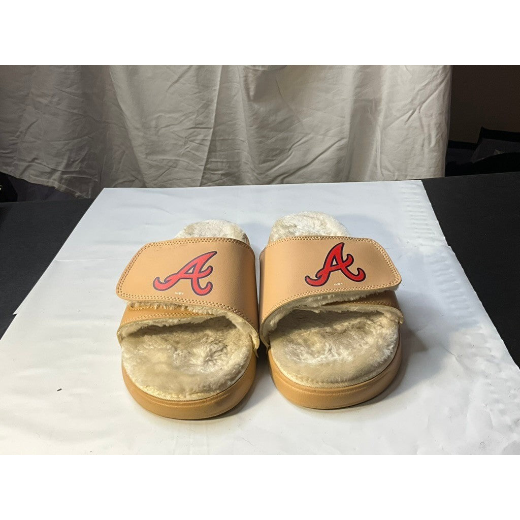 Atlanta Braves Fur Lined Slides Comfort Sandals Mules Sz 10