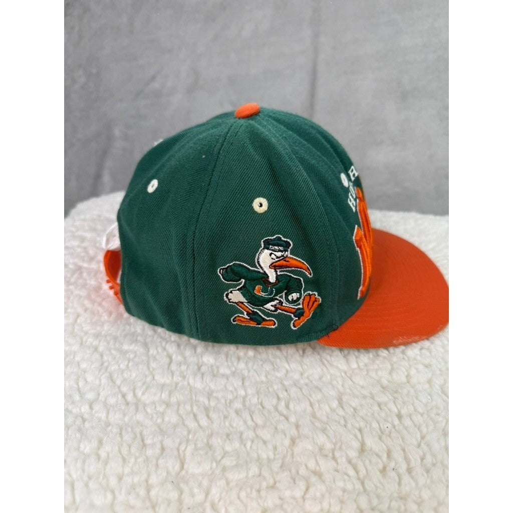 Zephyr Miami Hurricanes Baseball Cap Green Orange Flat Brim Snapback Adjustable