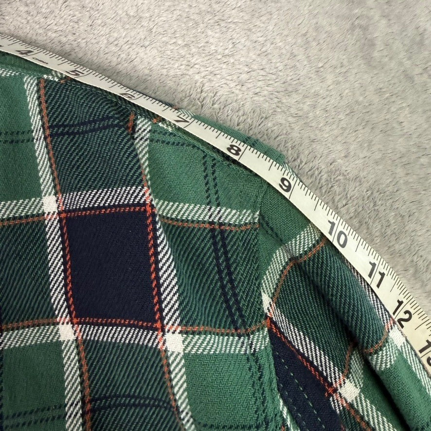 Duluth Trading Co Mens Plaid Flannel Long Sleeve Button Up Shirt Green Navy M