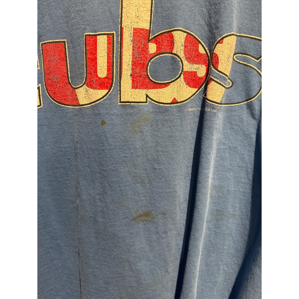 Vintage Chicago Cubs MLB T-Shirt Light Blue Single Stitch 90s Distressed Mens L