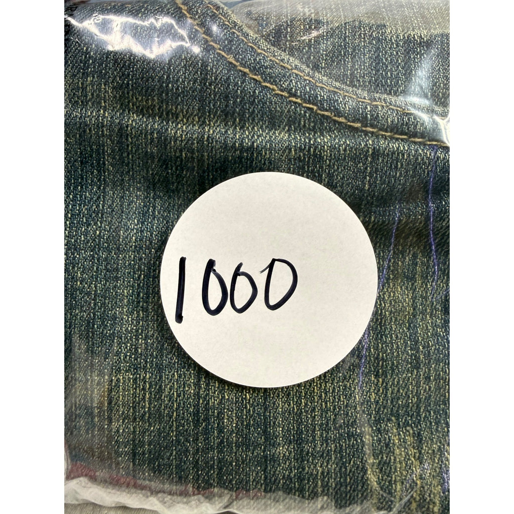BASIC CODE JEANS Mens W34 L30 Blue Denim Straight Leg Distressed Style Jeans