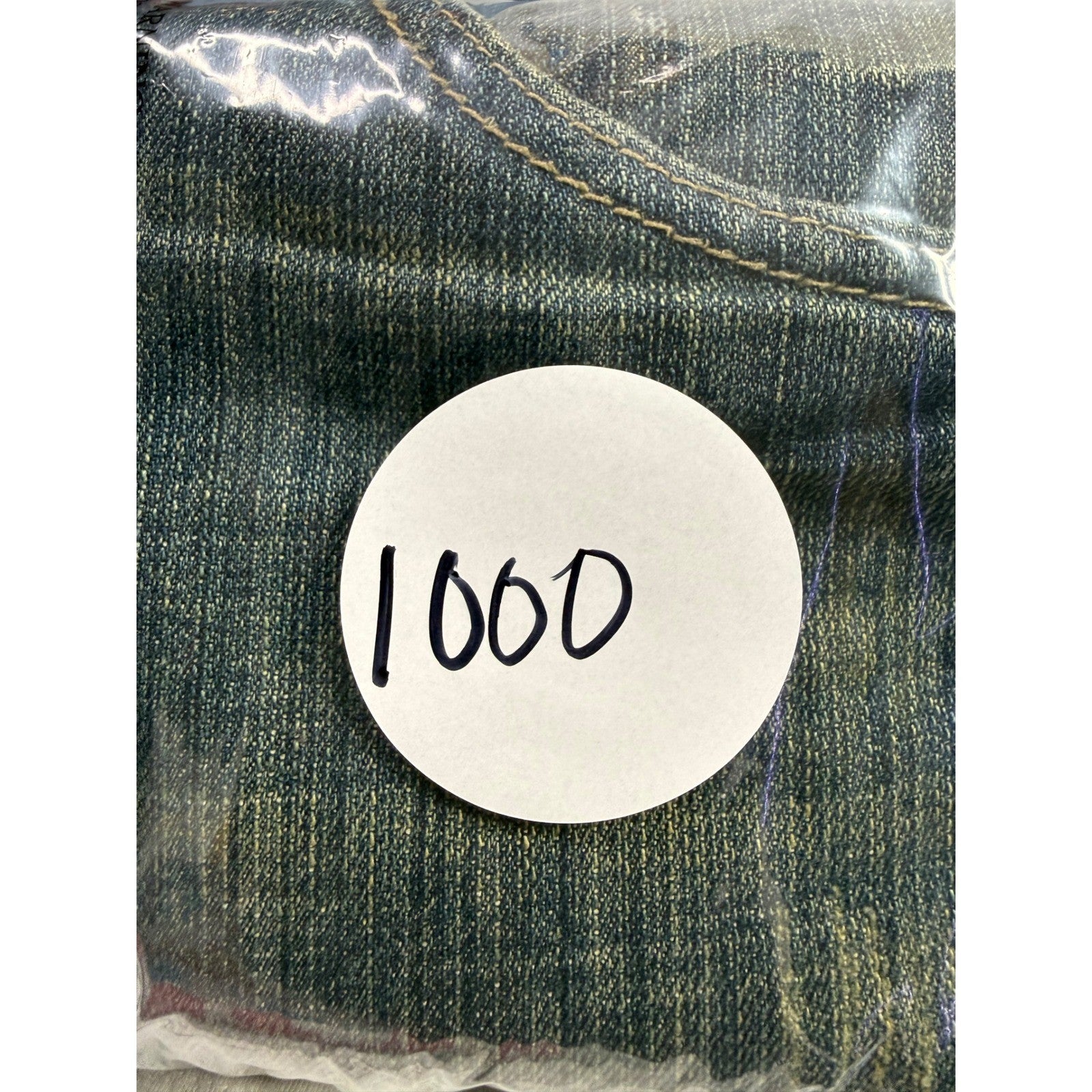 BASIC CODE JEANS Mens W34 L30 Blue Denim Straight Leg Distressed Style Jeans