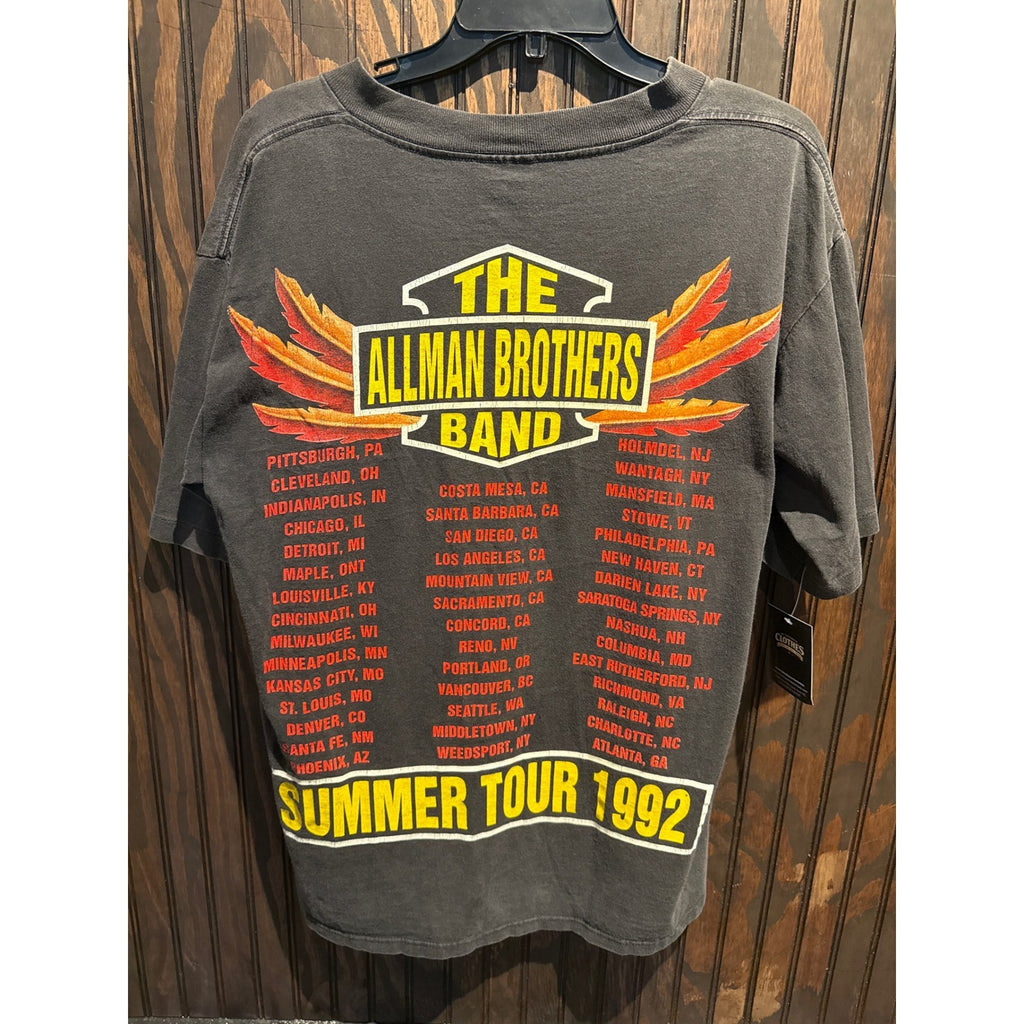 Vintage Allman Brothers Band T-Shirt Faded Black Biker Skeleton Graphic Mens XL