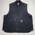 Carhartt Mens Quilted Vest Black Full Zip Workwear Insulated Size 3XL