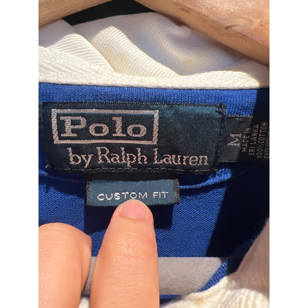 Polo Ralph Lauren Striped Rugby Shirt Blue White Yellow Crest Mens Large