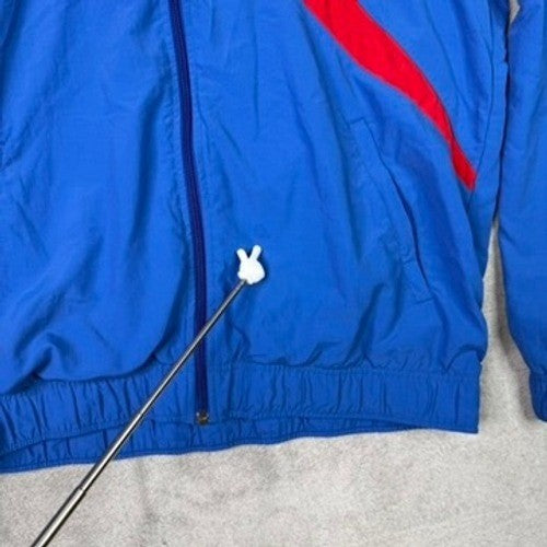 Reebok Track Jacket Blue Red White Color Block Full Zip Windbreaker Mens L