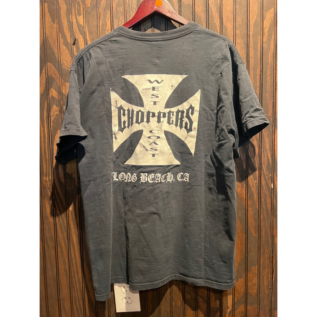 Vintage West Coast Choppers Iron Cross Graphic T-Shirt Faded Black XL 23x30