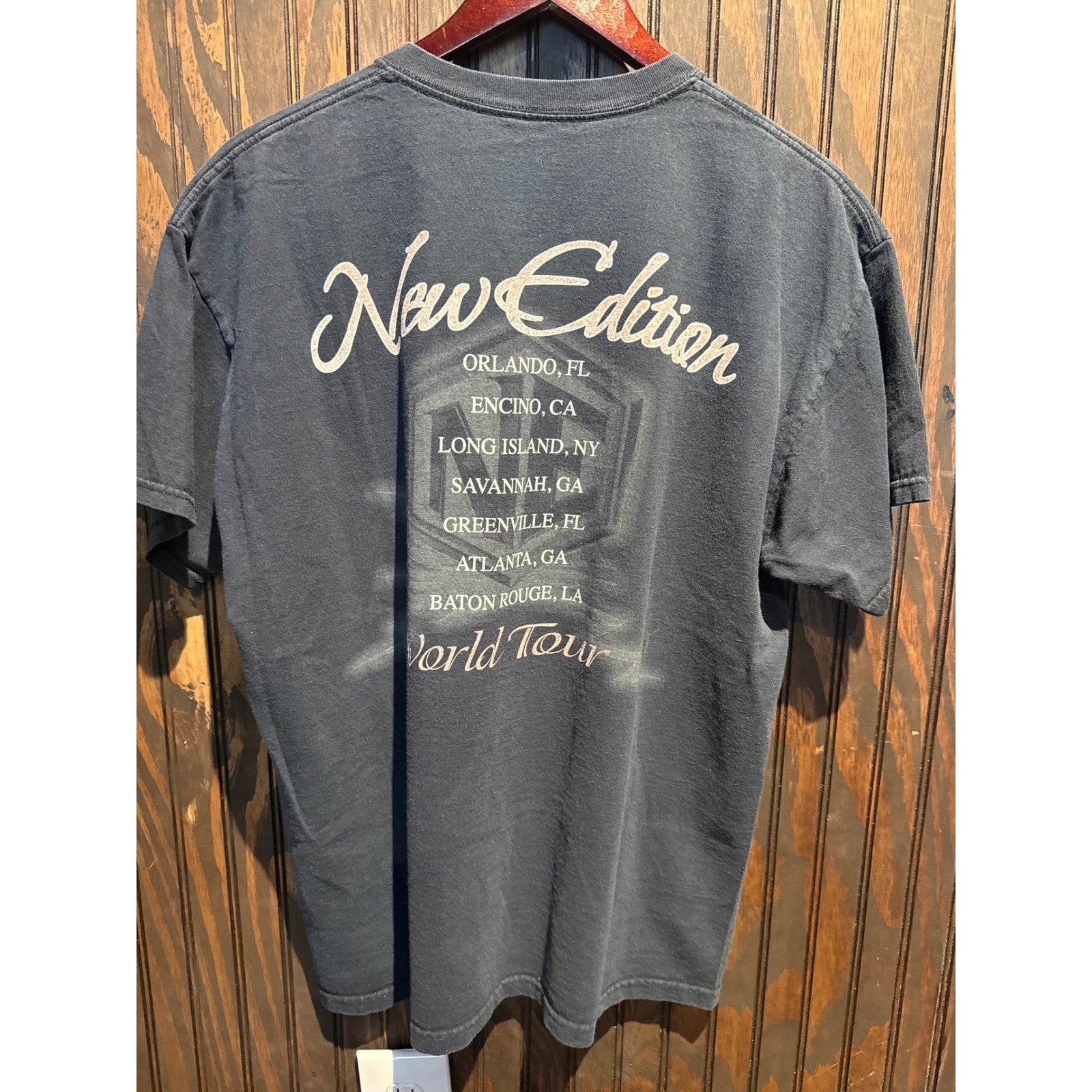 New Edition World Tour Graphic T-Shirt Faded Black Mens XL R&B Band Tee