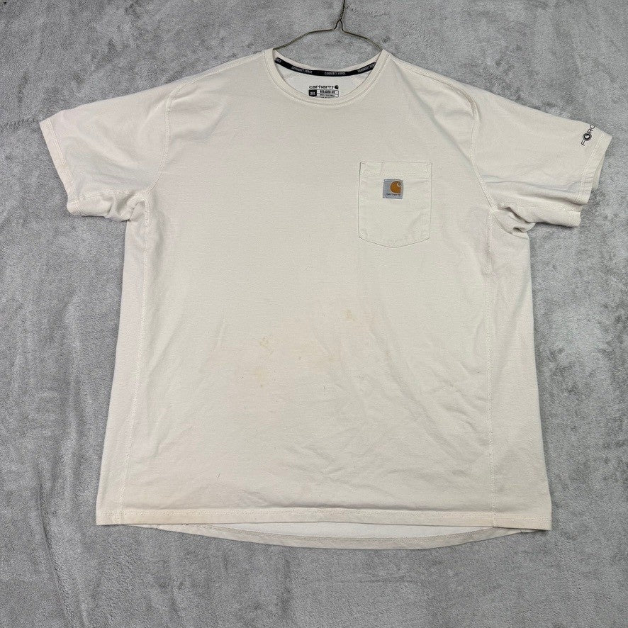 Carhartt Force Relaxed Fit T Shirt Mens 2XL Beige Short Sleeve Pocket Tee