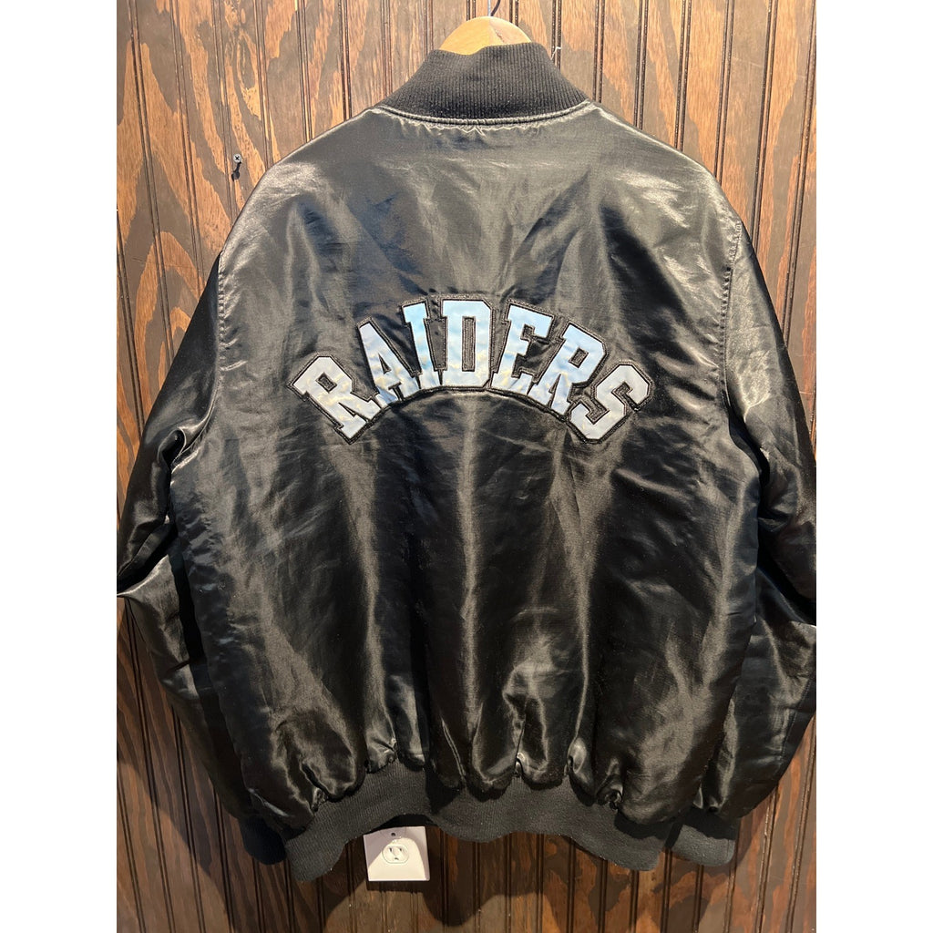 Starter Black Label Oakland Raiders Satin Bomber Jacket Black NFL Mens XL