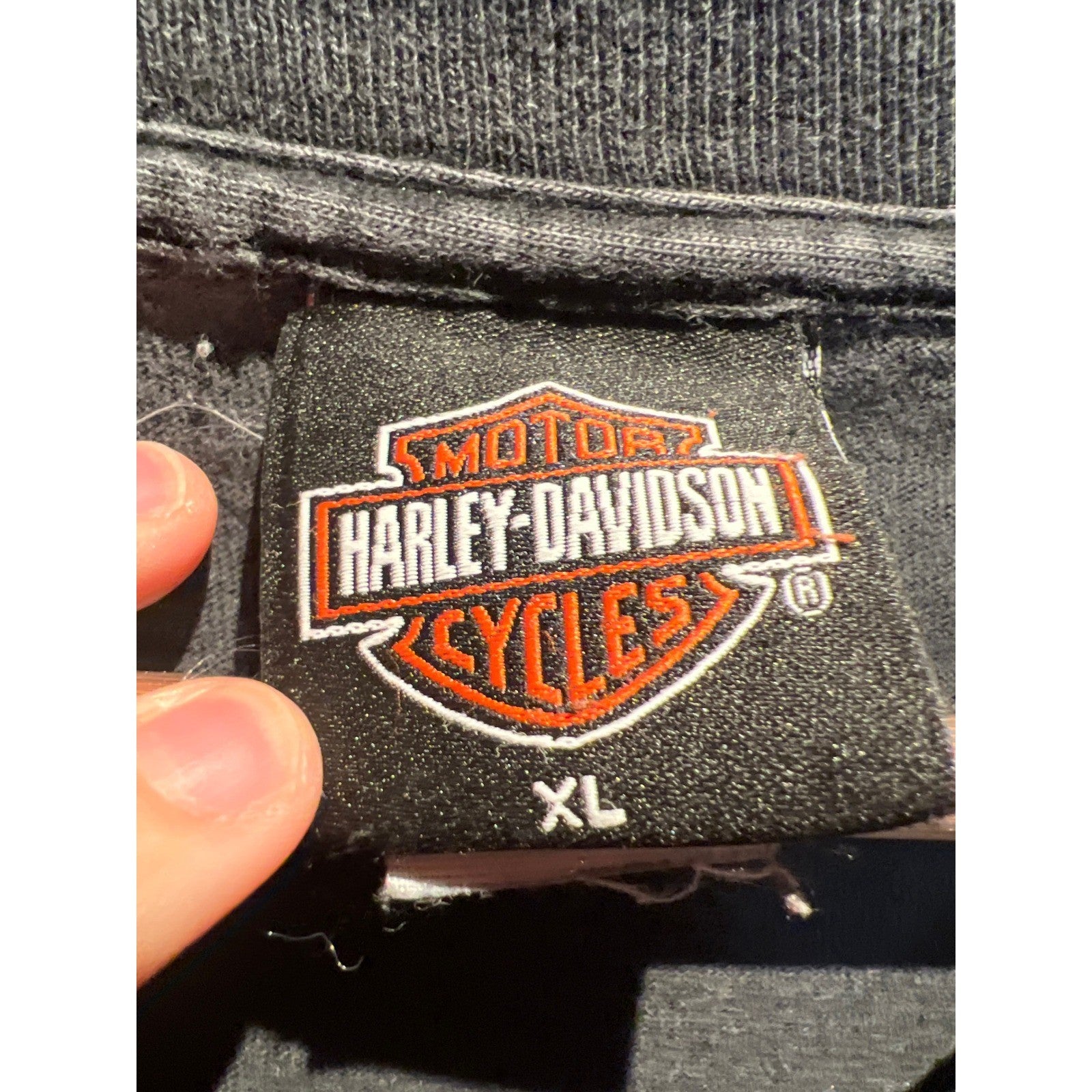 Vintage Harley Davidson Flaming Eagle Graphic T-Shirt Faded Black Mens XL 25x30