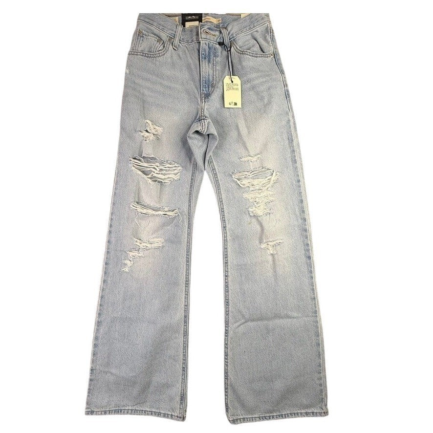 Levis Premium Loose Boot Distressed Jeans Light Wash Women 23x31 High Rise NEW