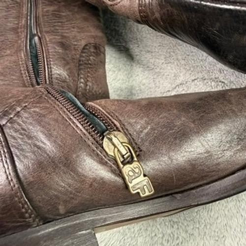 Alberto Fermani Dark Brown Leather Knee High Boots Side Zip Women Size 35.5