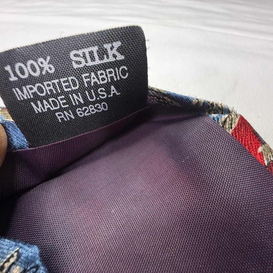 J.S.A. Bank The Miracle Collection Silk Tie Red Blue Geometric Pattern