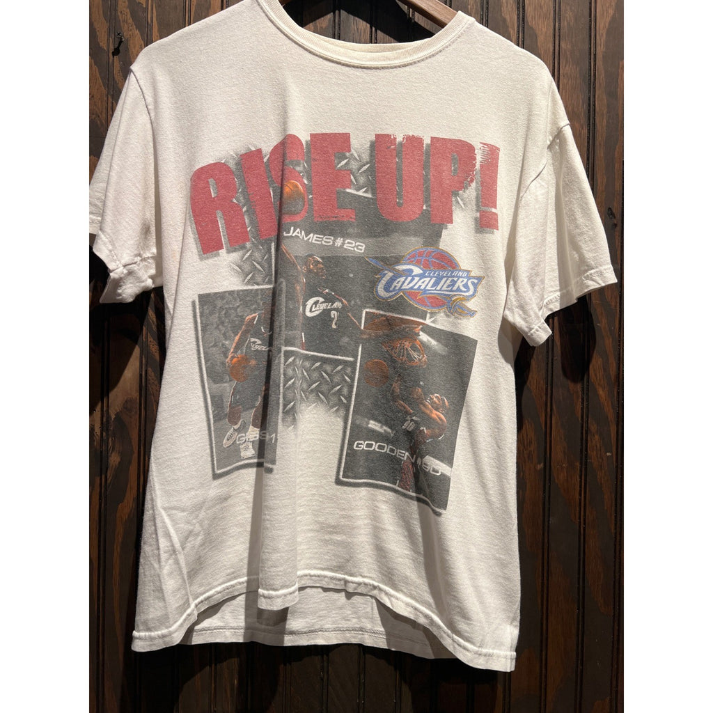 Vintage Cleveland Cavaliers Rise Up LeBron James Graphic T-Shirt White NBA 22x26