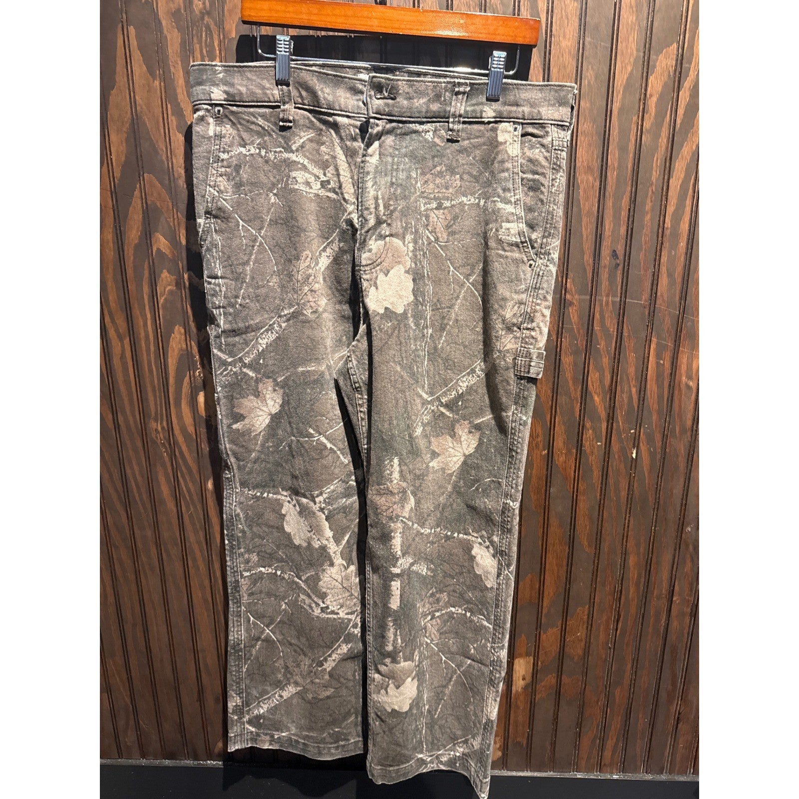 Hollister Mens Baggy Carpenter Pants Real Tree Camo Utility Workwear W34 L30
