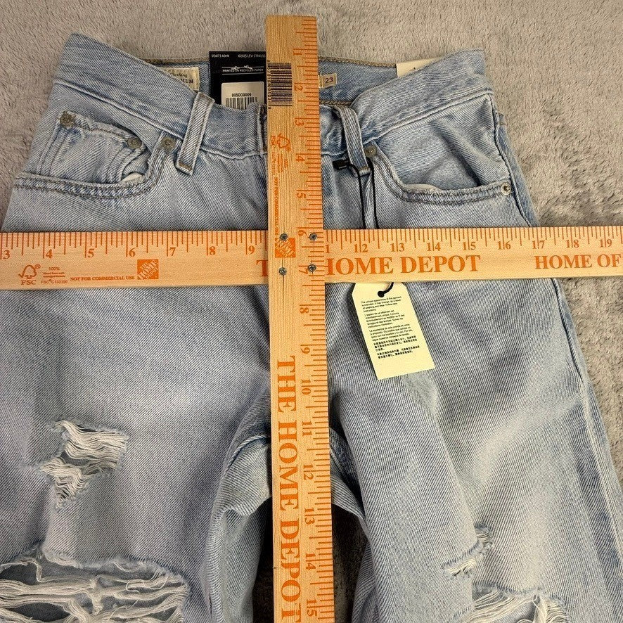 Levis Premium Loose Boot Distressed Jeans Light Wash Women 23x31 High Rise NEW