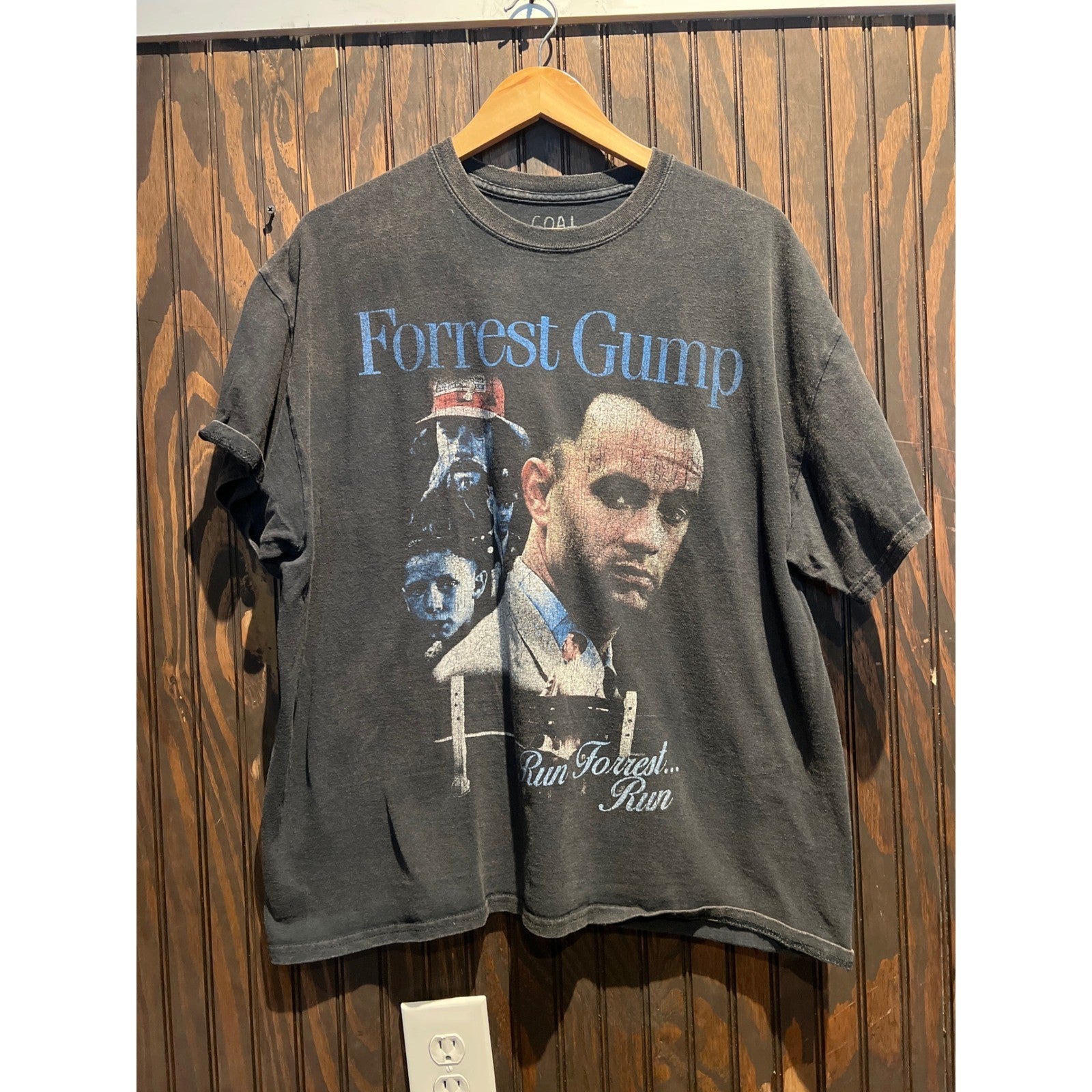 Forrest Gump Movie Graphic Tee Faded Black Mens XL 25x26 Run Forrest Run