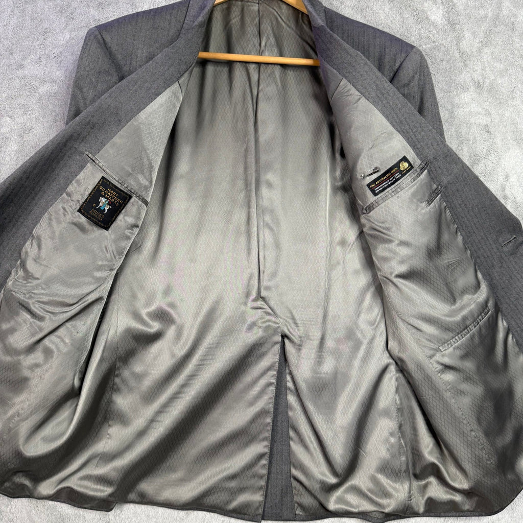 Richard Roberts Men's Gray Herringbone Suit Jacket and Pants Set