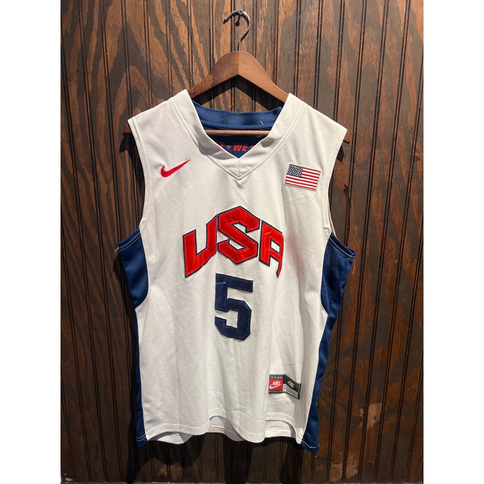 Nike USA Basketball Jersey Kevin Durant 5 White Navy Red Olympic Size 48