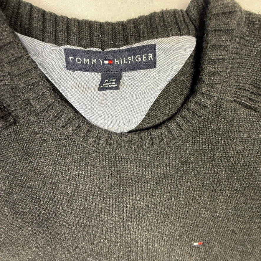 Tommy Hilfiger Men's Dark Gray V-Neck Long Sleeve Sweater XL G