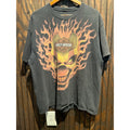Harley Davidson Flaming Clown Skull Graphic T-Shirt Faded Black XL 24x29