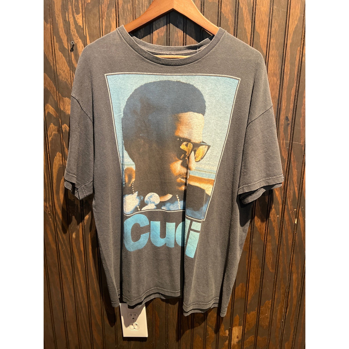 Kid Cudi Graphic T-Shirt Charcoal Gray Short Sleeve Hip Hop Streetwear Tee