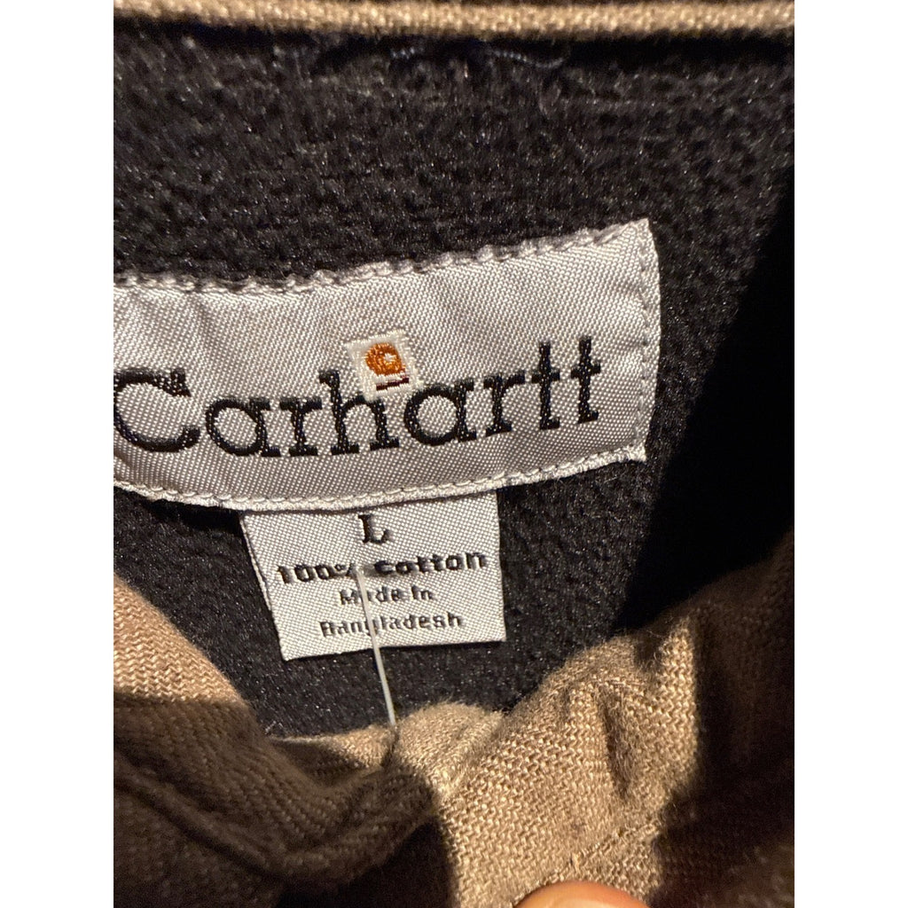 Carhartt Mens Flannel Lined Canvas Work Shirt Brown Plant Bowen Embroidery XL