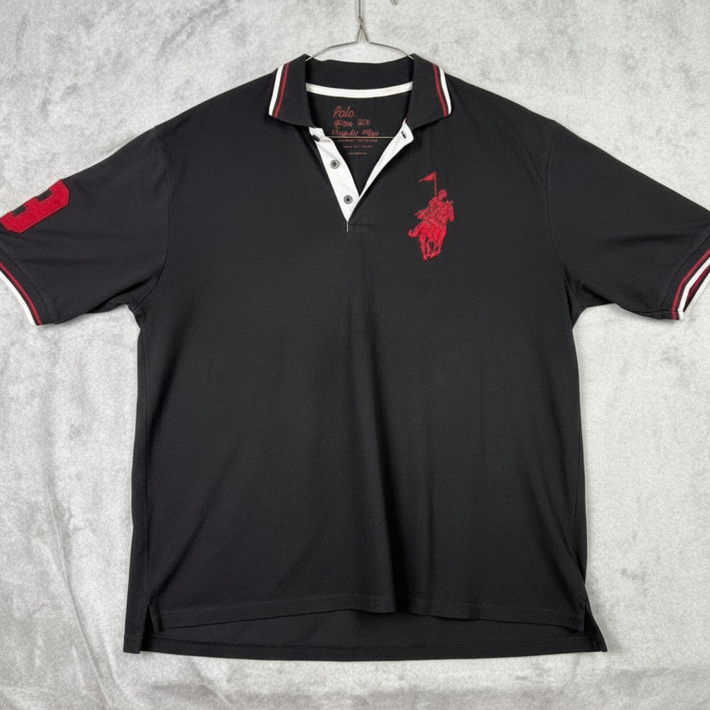 Polo Ralph Lauren Franky Max Black Red Big Pony Logo Embroidered Polo Shirt 3X