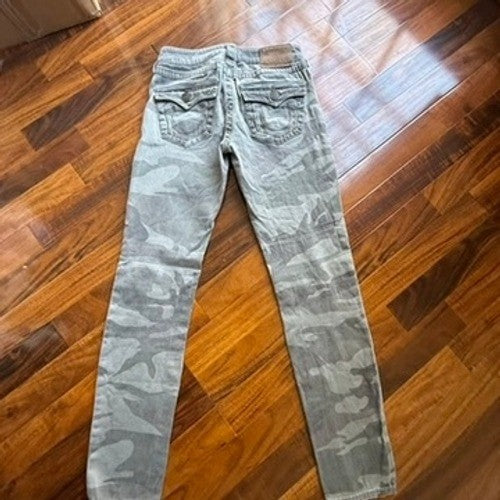 True Religion Mens Skinny Grey Camo Camouflage Jeans Flap Pocket Size 25