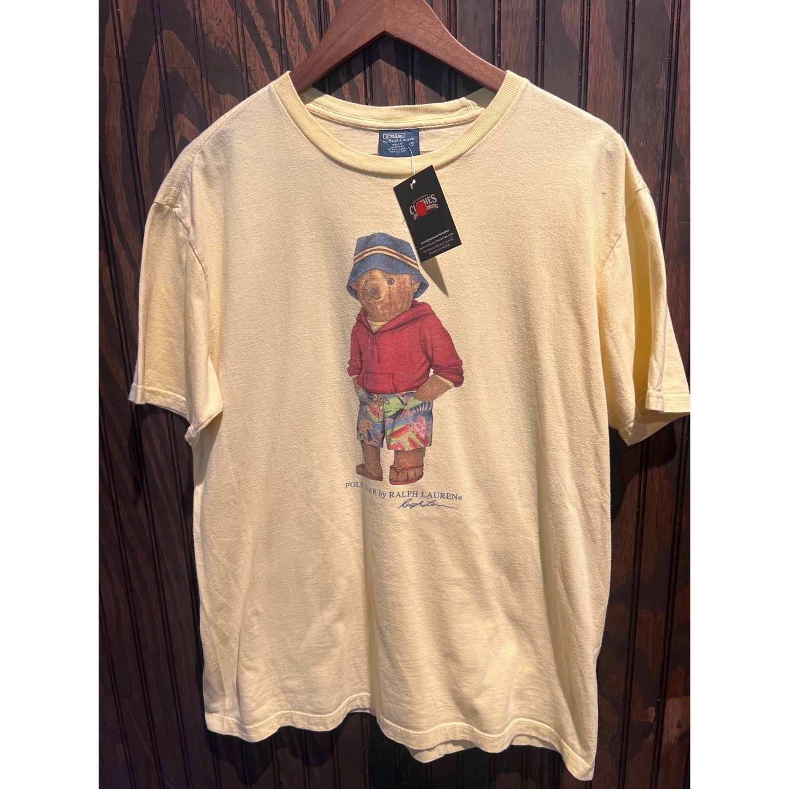 Polo Ralph Lauren Polo Bear Graphic T-Shirt Mens Medium Yellow Short Sleeve Tee