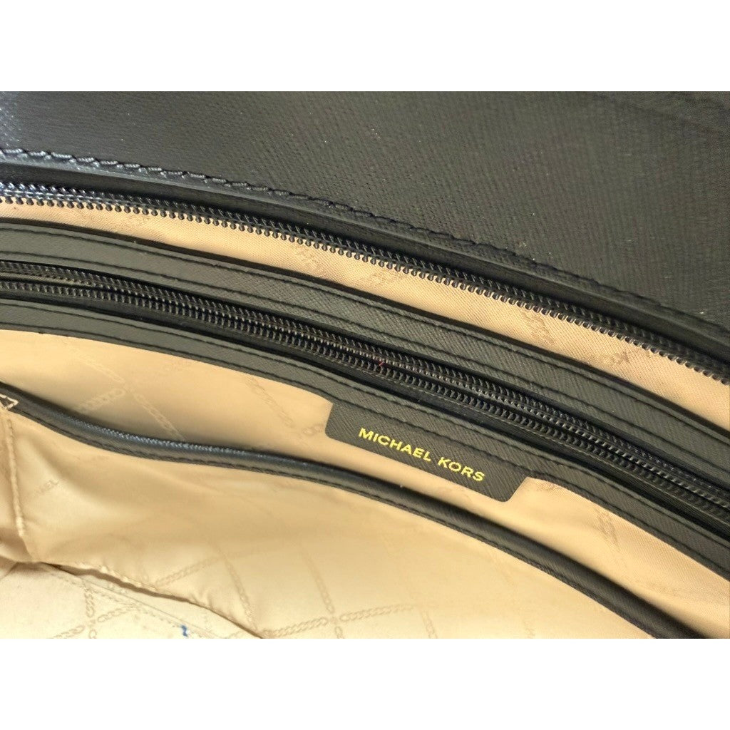 MICHAEL KORS Eva Top Zip Tote Nylon Bag Navy Gold Hardware AUTHENTIC