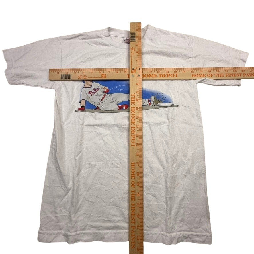 Bayside Phillies Baseball Player Graphic T Shirt Sm White 100% Preshrunk Cotton