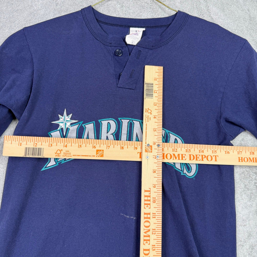 Seattle Mariners Shackleford 38 Baseball Henley T Shirt Navy Blue Size S