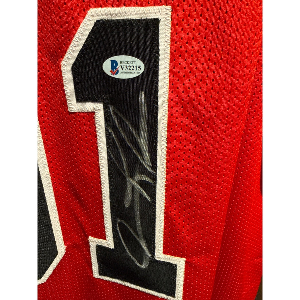 Dennis Rodman Signed Chicago Bulls Jersey Beckett Authenticated Red XL 91