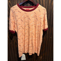 Supreme All Over Print Ringer T-Shirt Peach Burgundy Logo Crewneck Mens Large