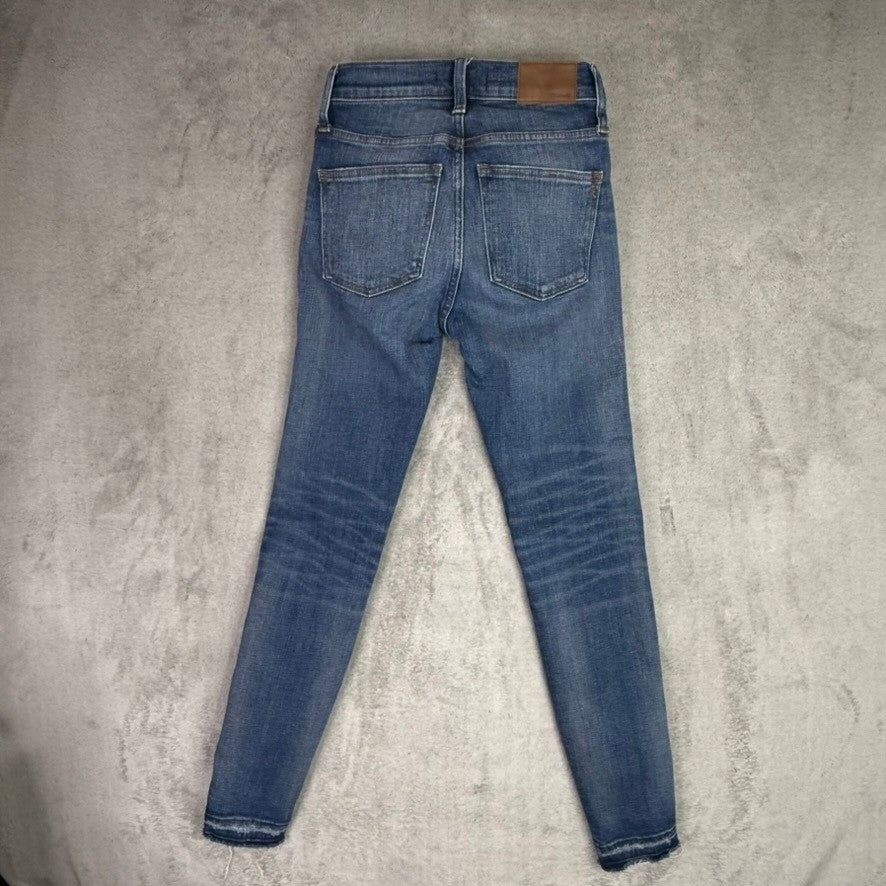 Madewell Jeans Mid Rise Skinny Distressed Frayed Hem Blue Denim Women's 23 x 28