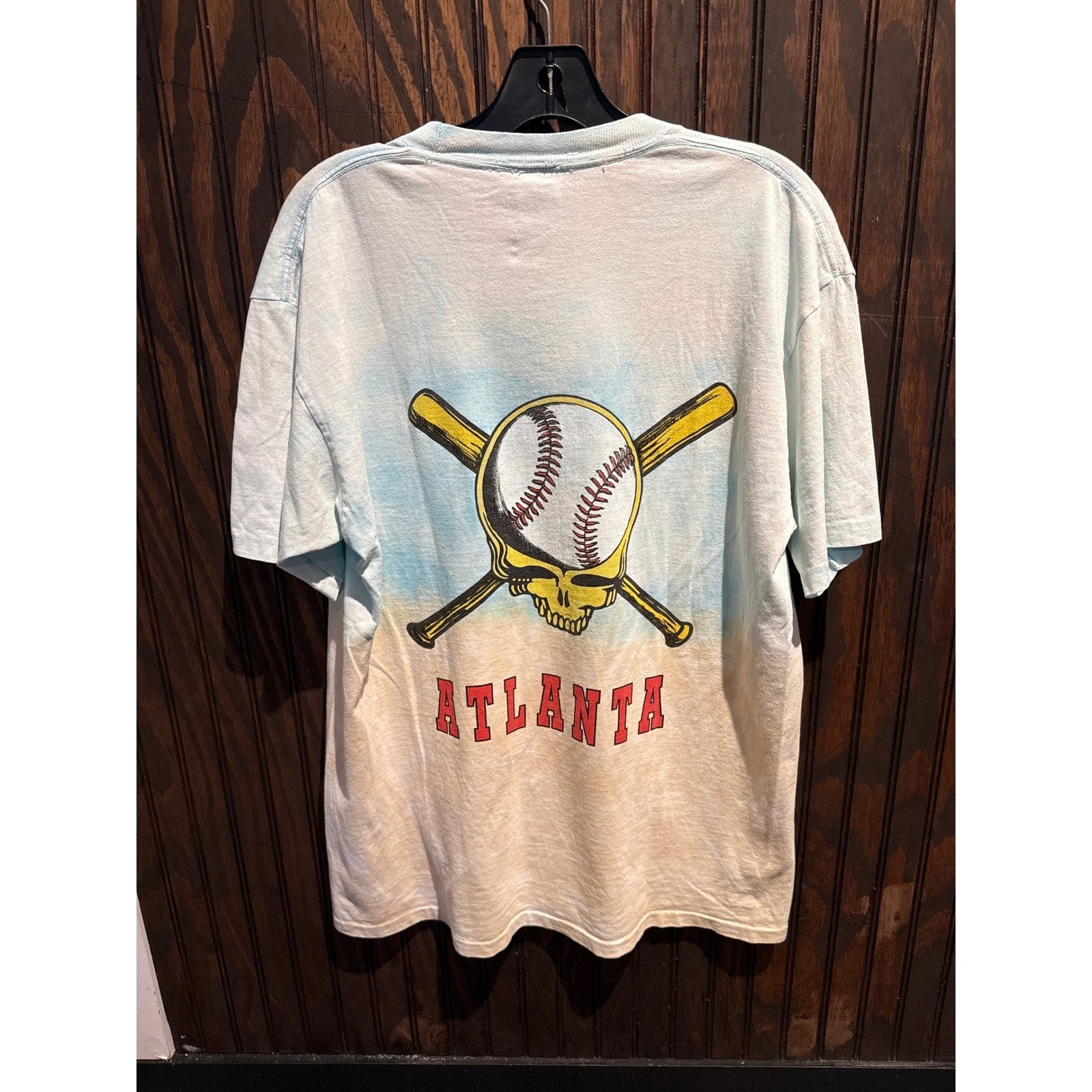 Grateful Dead Atlanta Baseball Skeleton Graphic T-Shirt Blue Tie Dye Mens Large