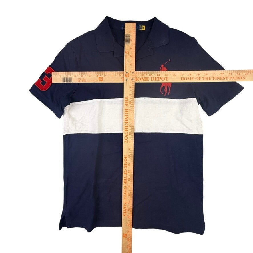 Ralph Lauren Polo Shirt Men's Navy White Red Big Pony Logo Size XL Classic Fit