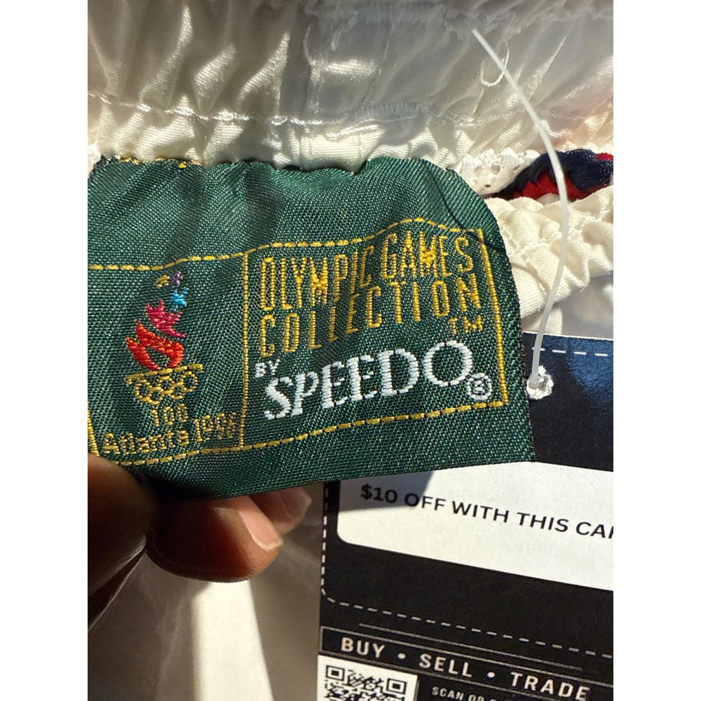 Speedo 1996 Atlanta Olympics Swim Trunks Mens Navy White Red Colorblock Shorts