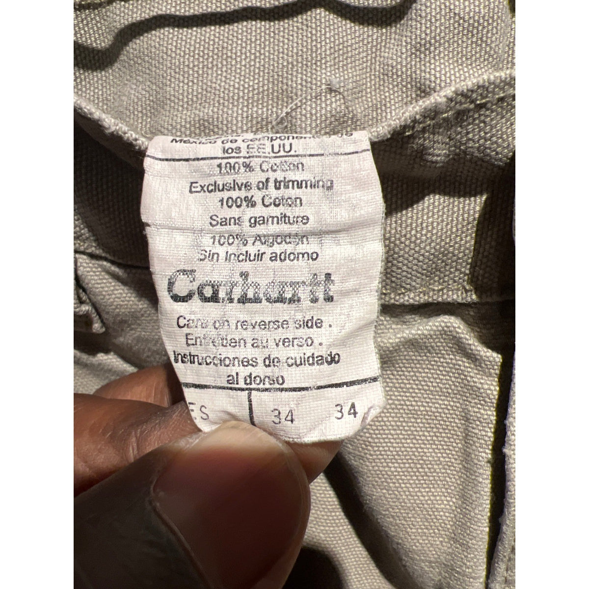 Vintage Carhartt Carpenter Pants Tan Distressed Workwear Dungarees 31x31