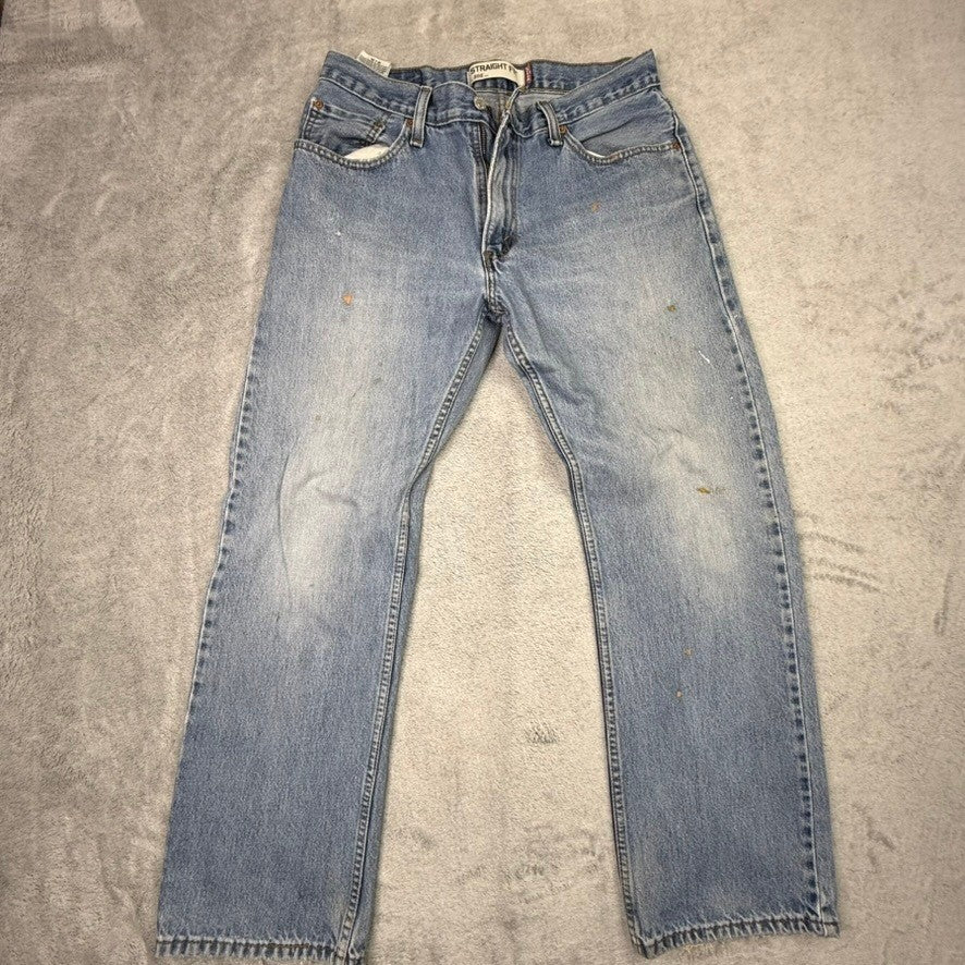 Levi Strauss 505 Straight Fit Light Wash Jeans Mens Size 32x30 Paint Splatter