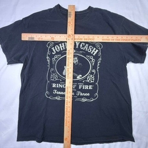 Johnny Cash Ring of Fire Graphic T Shirt Mens XL Black Short Sleeve
