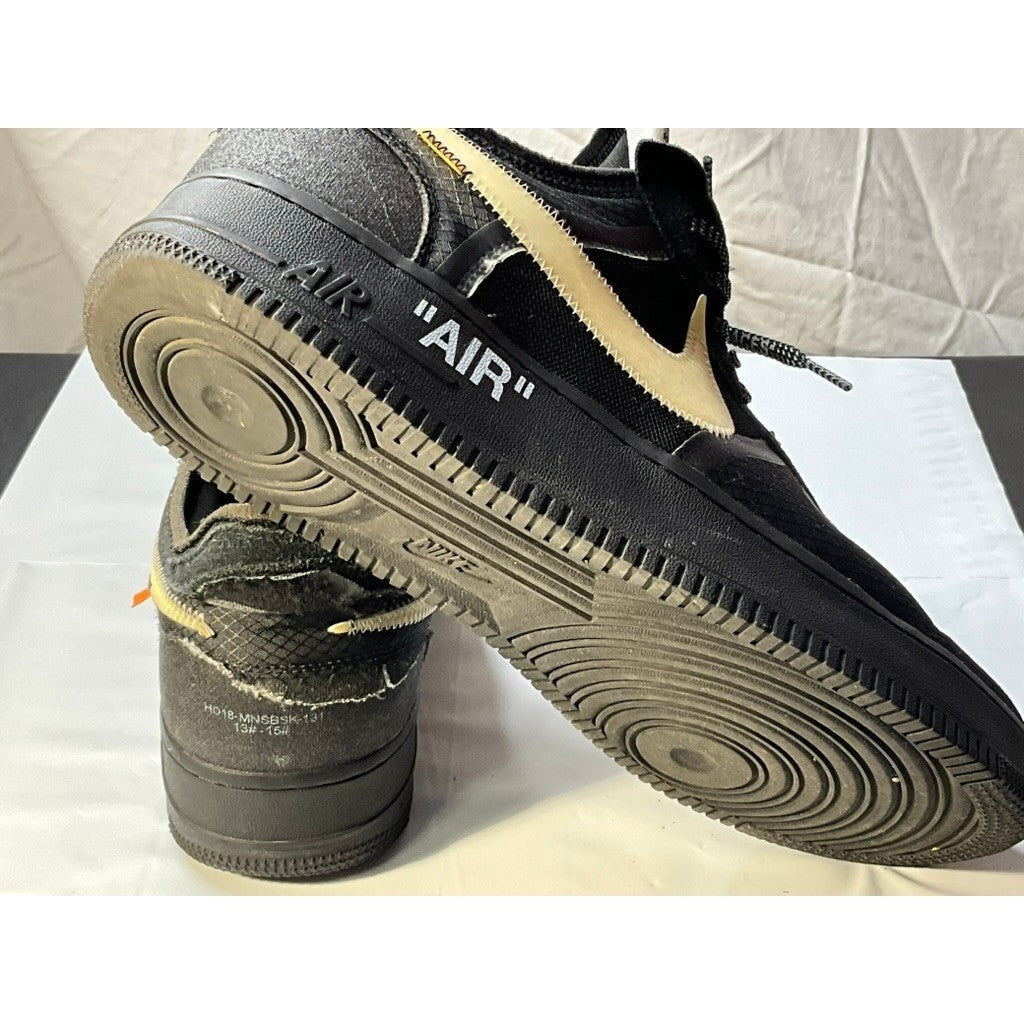 Nike Air Force 1 Low Off White Black Gold Sneakers DD1871 001 Mens Size 10