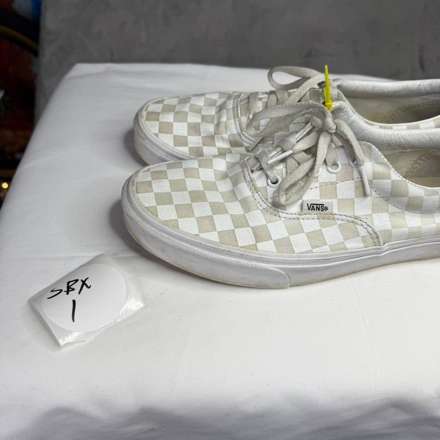 Vans Era Checkerboard Low Top Sneakers White Tan Casual Skate Shoes