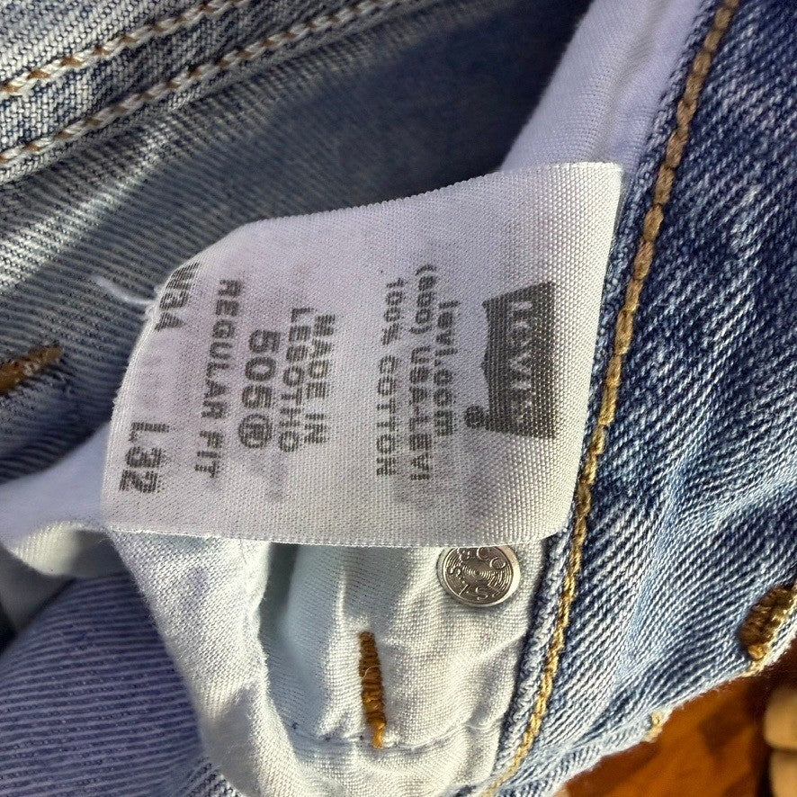 Levi's 505 Regular Fit Blue Denim Jeans Mens Size 34