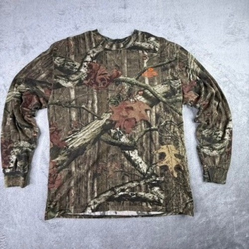 Mossy Oak Break-Up Infinity Camo Long Sleeve Shirt Mens Large Hunting Tee Brown