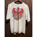Avirex Mens XL Gray Short Sleeve T-Shirt Red Embroidered Eagle Crest Graphic