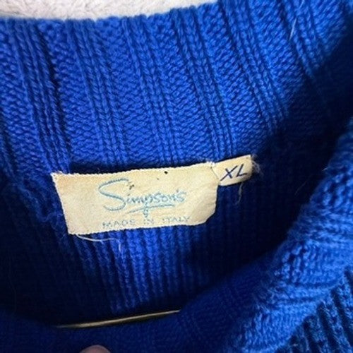 Simpson's Made in Italy Blue Grey Red Geometric Knit Sweater XL